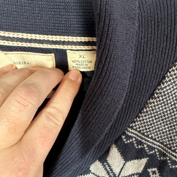 Weatherproof Mens Navy Blue Snow Flake Cardigan Sweater XL Cotton Grandpa Core - Picture 13 of 14